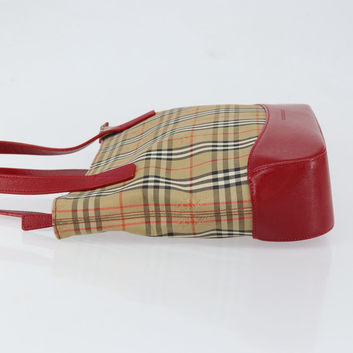 BURBERRY Nova Check Hand Bag Canvas Beige Gold Auth 154459