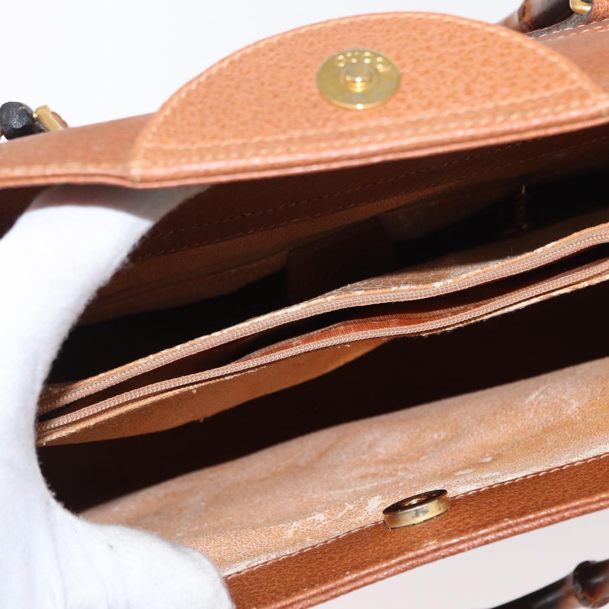 GUCCI Bamboo Hand Bag Leather Brown Gold 002 1186 0260 Auth 154460