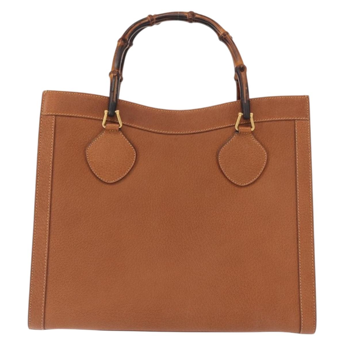 GUCCI Bamboo Hand Bag Leather Brown Gold 002 1186 0260 Auth 154460