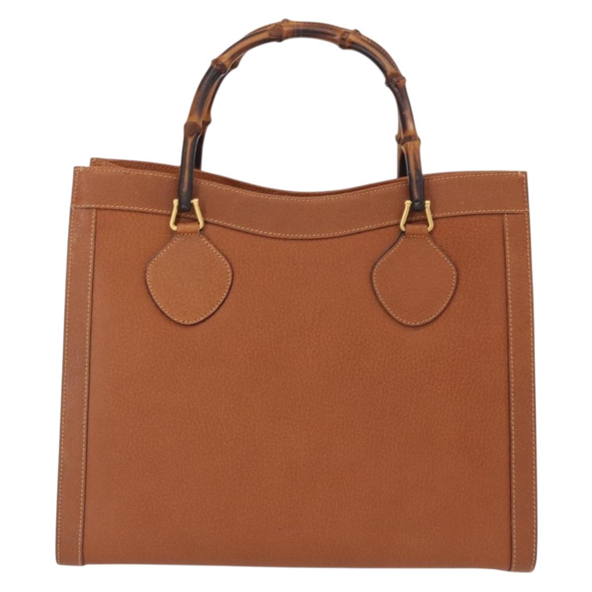 GUCCI Bamboo Hand Bag Leather Brown Gold 002 1186 0260 Auth 154460