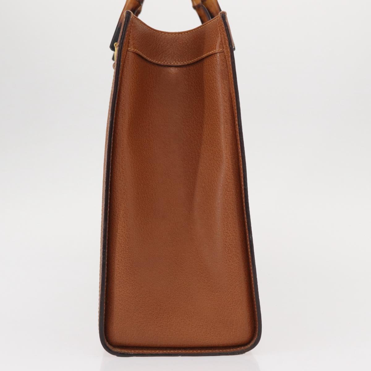 GUCCI Bamboo Hand Bag Leather Brown Gold 002 1186 0260 Auth 154460