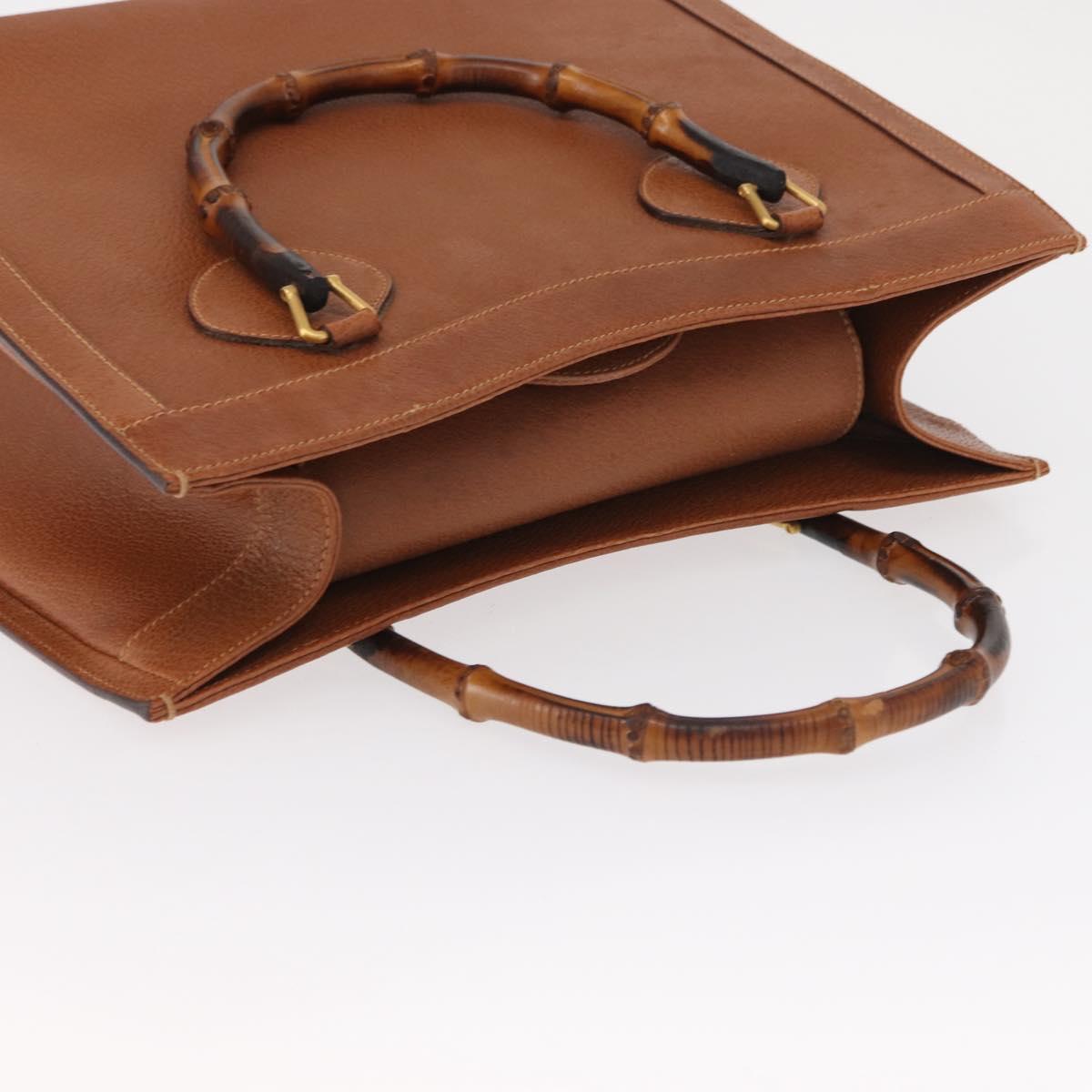 GUCCI Bamboo Hand Bag Leather Brown Gold 002 1186 0260 Auth 154460