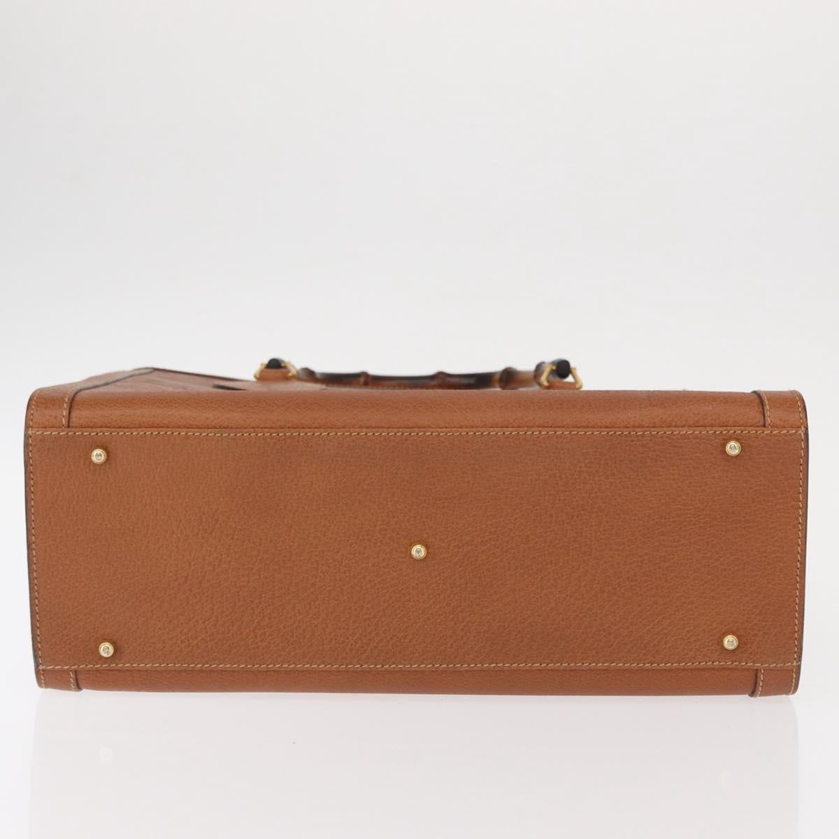 GUCCI Bamboo Hand Bag Leather Brown Gold 002 1186 0260 Auth 154460