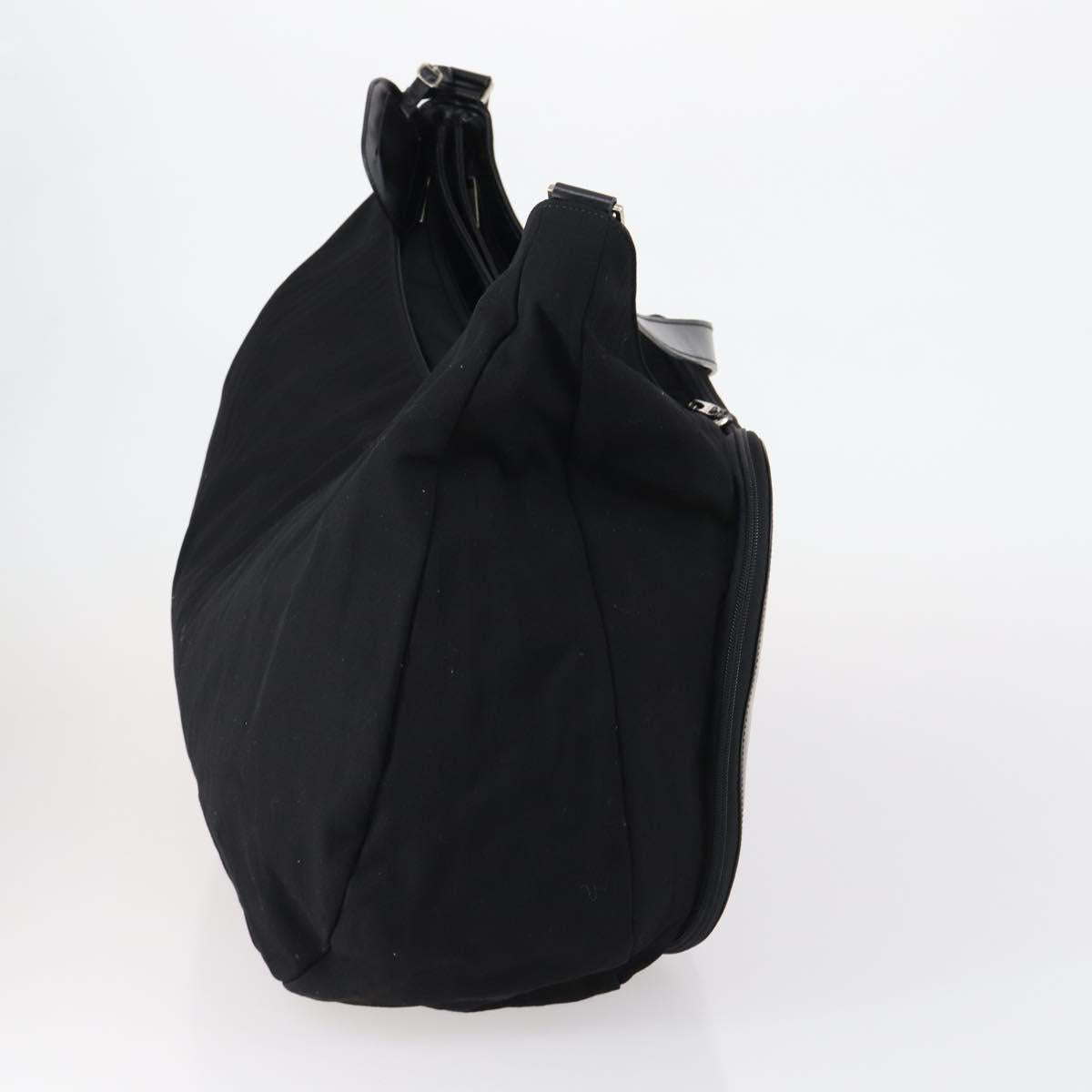 GUCCI Shoulder Bag Canvas Black Silver Auth 154461