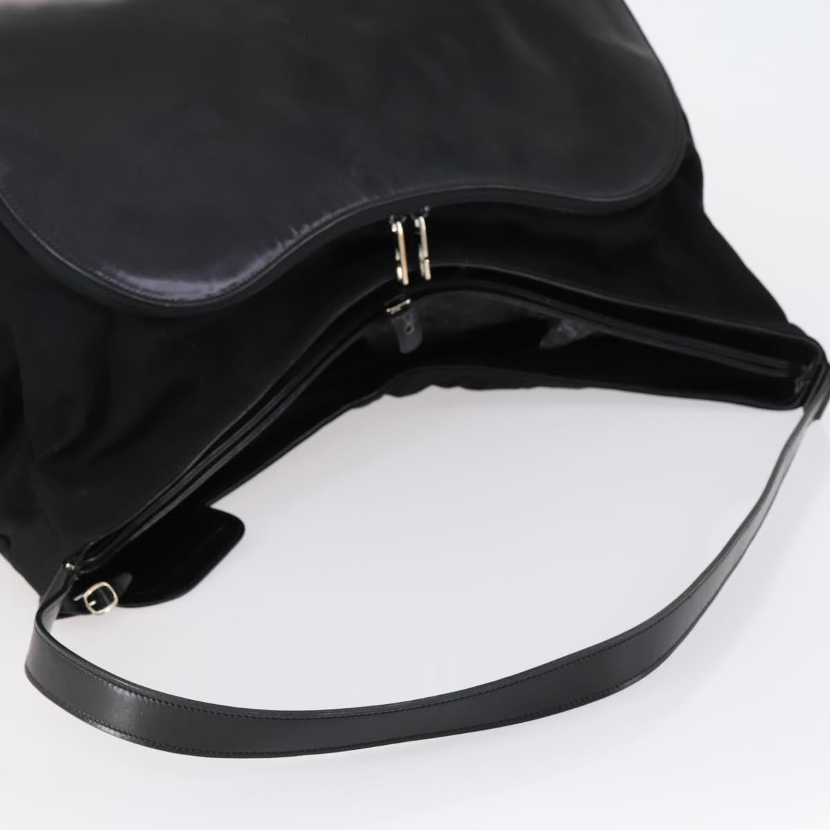GUCCI Shoulder Bag Canvas Black Silver Auth 154461