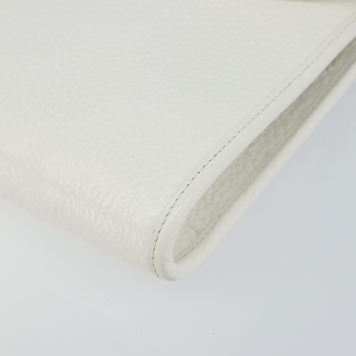 Christian Dior Shoulder Bag Leather White Gold Auth 154462