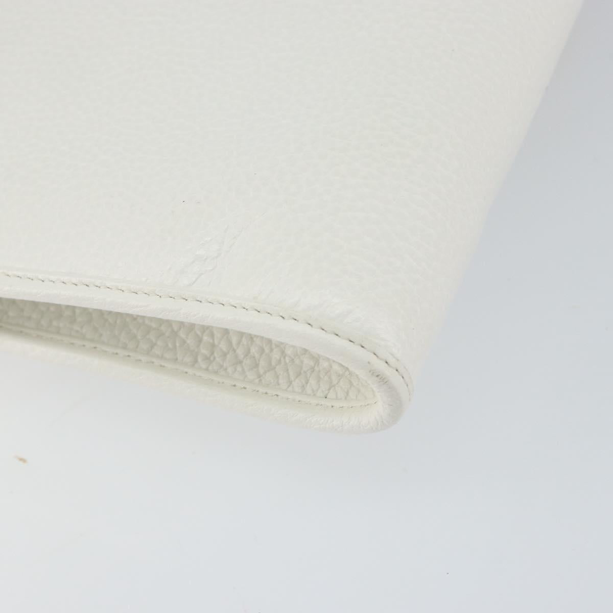 Christian Dior Shoulder Bag Leather White Gold Auth 154462