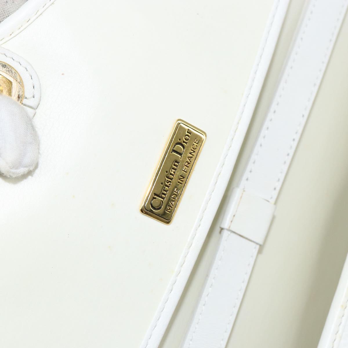 Christian Dior Shoulder Bag Leather White Gold Auth 154462