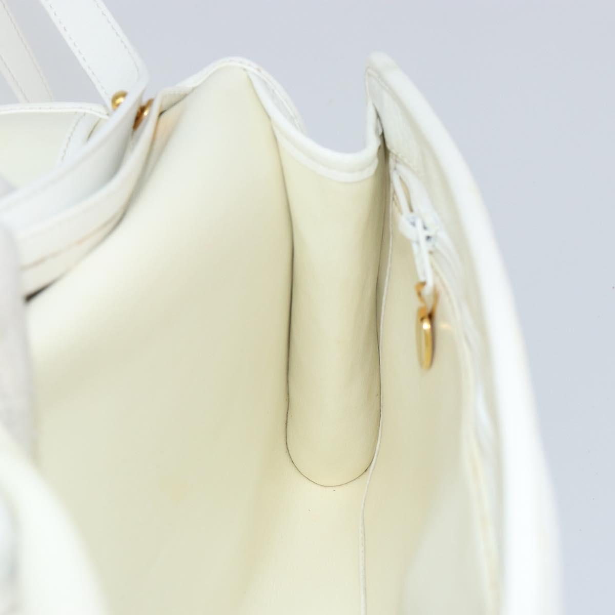 Christian Dior Shoulder Bag Leather White Gold Auth 154462