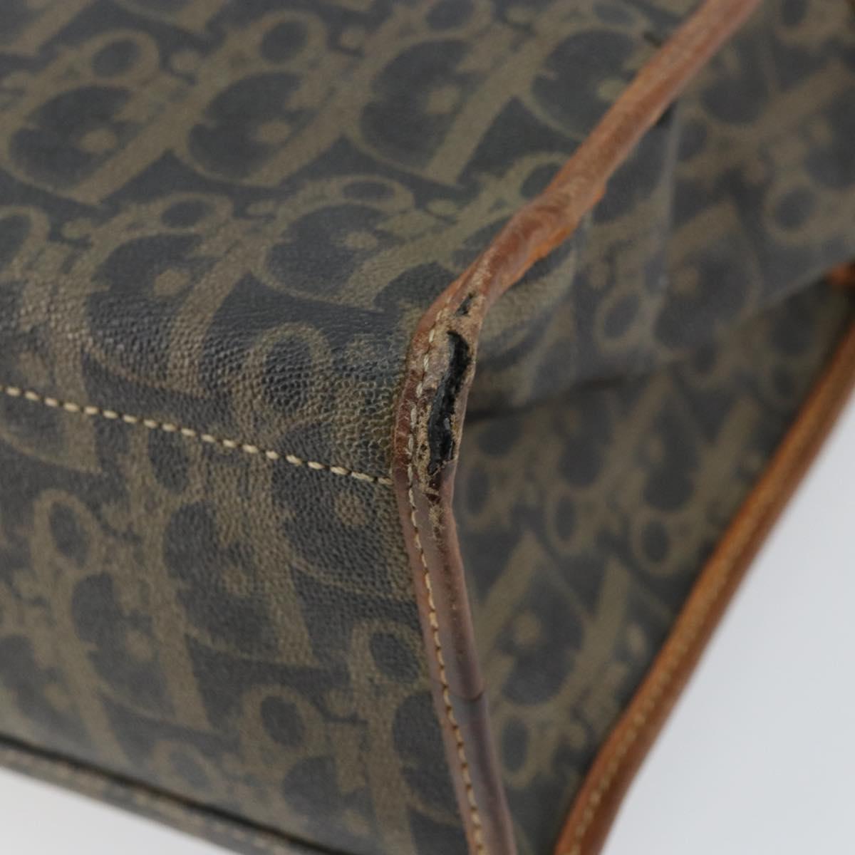 Christian Dior Trotter Canvas Hand Bag PVC Khaki Gold Auth 154464