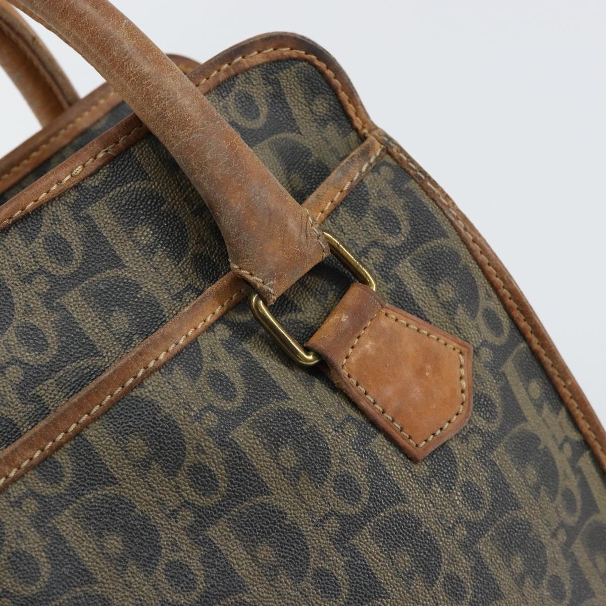 Christian Dior Trotter Canvas Hand Bag PVC Khaki Gold Auth 154464