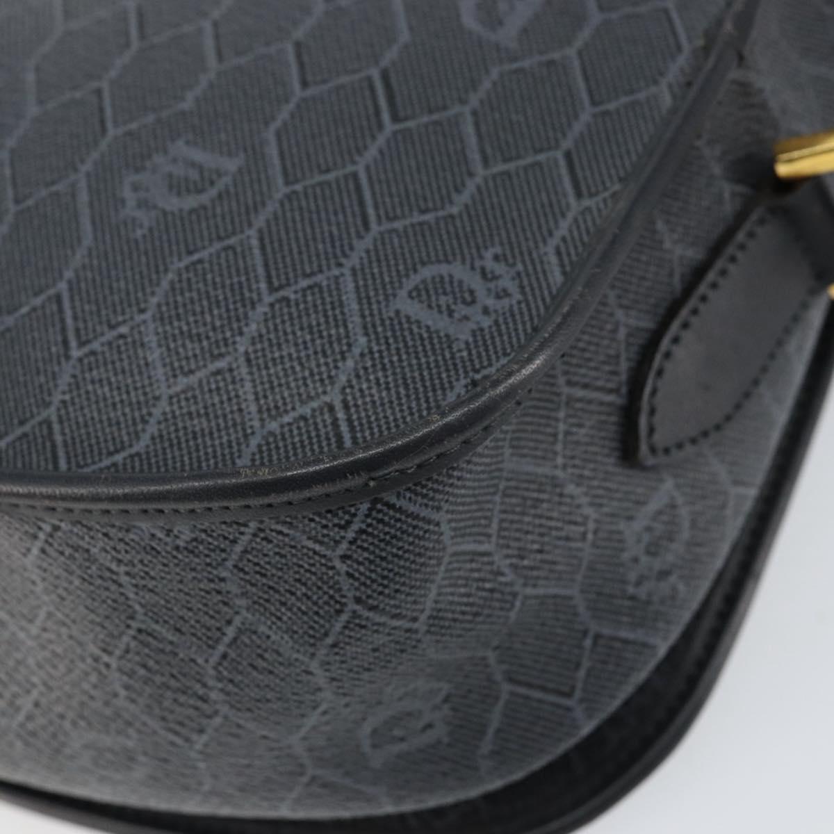 Christian Dior Honeycomb Canvas Shoulder Bag PVC Black Gold Auth 154465