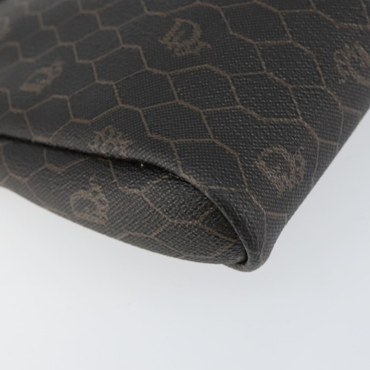 Christian Dior Honeycomb Canvas Chain Shoulder Bag PVC Black Gold Auth 154466