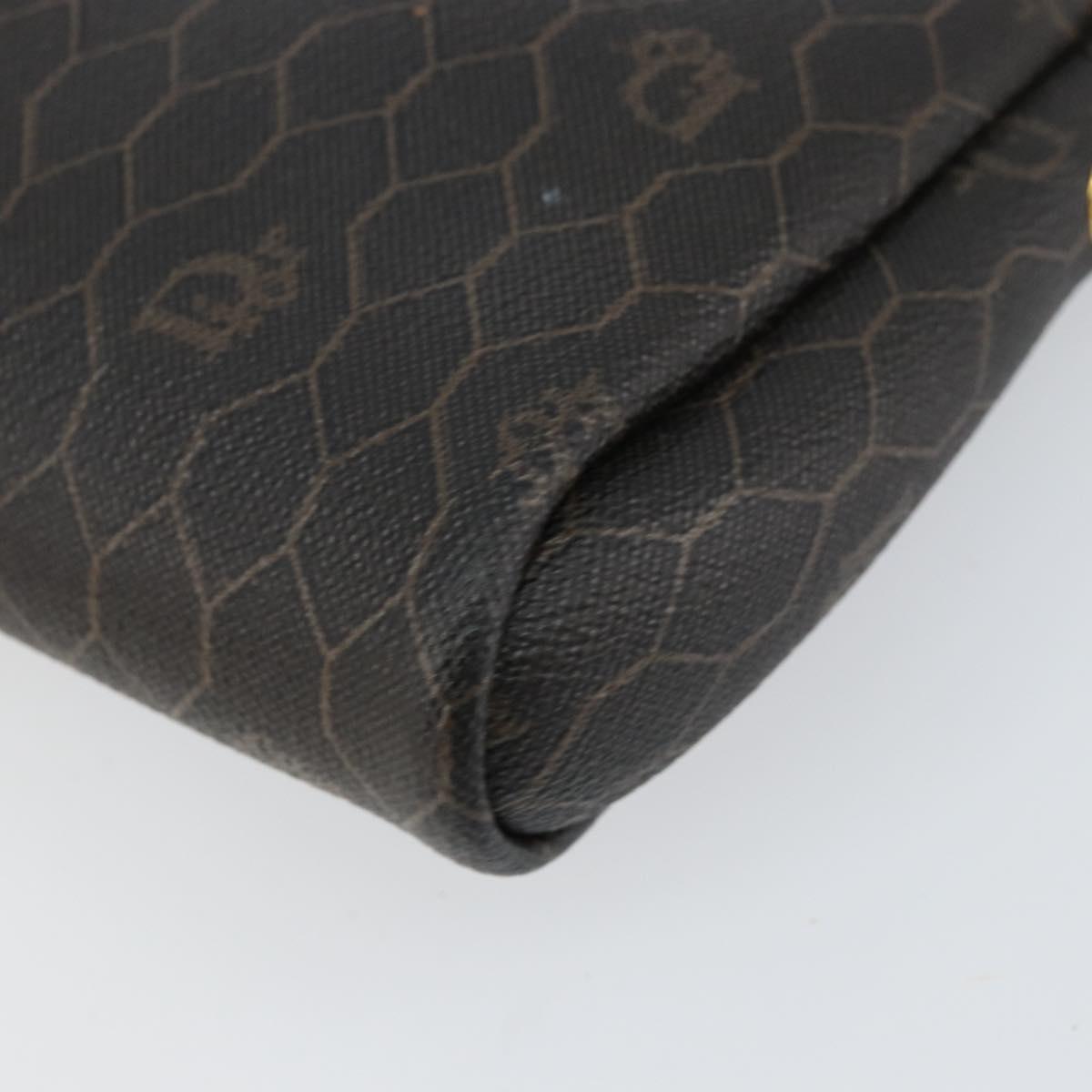 Christian Dior Honeycomb Canvas Chain Shoulder Bag PVC Black Gold Auth 154466