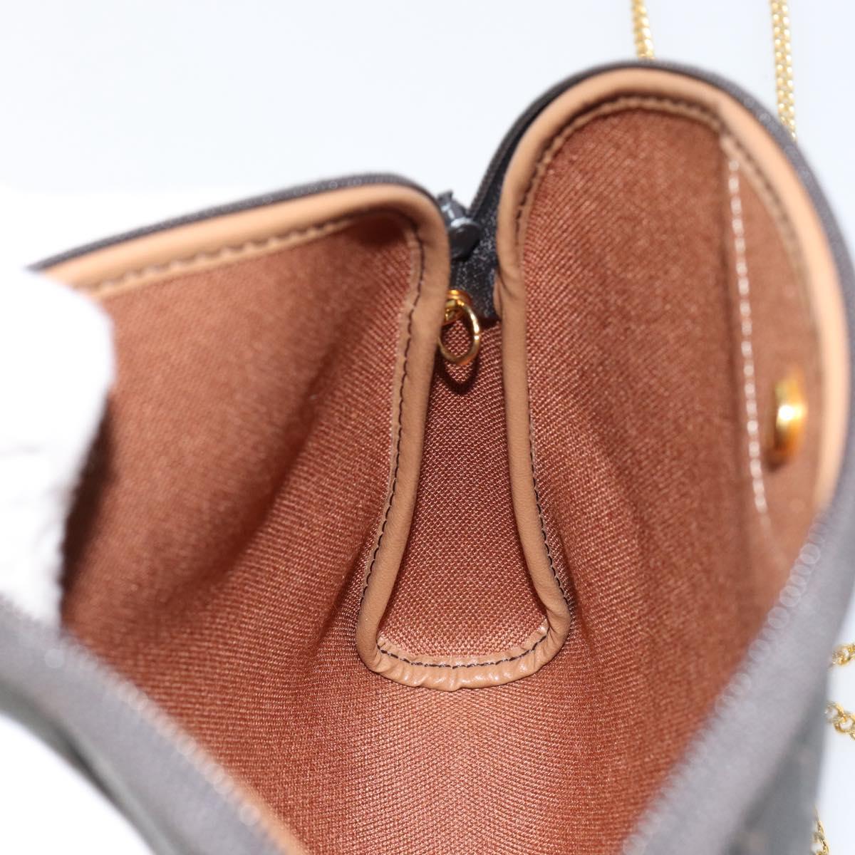 Christian Dior Honeycomb Canvas Chain Shoulder Bag PVC Black Gold Auth 154466