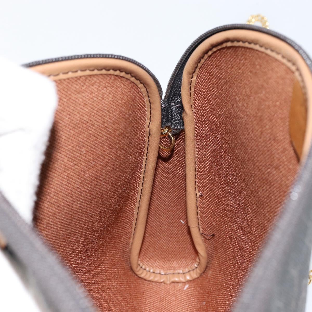 Christian Dior Honeycomb Canvas Chain Shoulder Bag PVC Black Gold Auth 154466