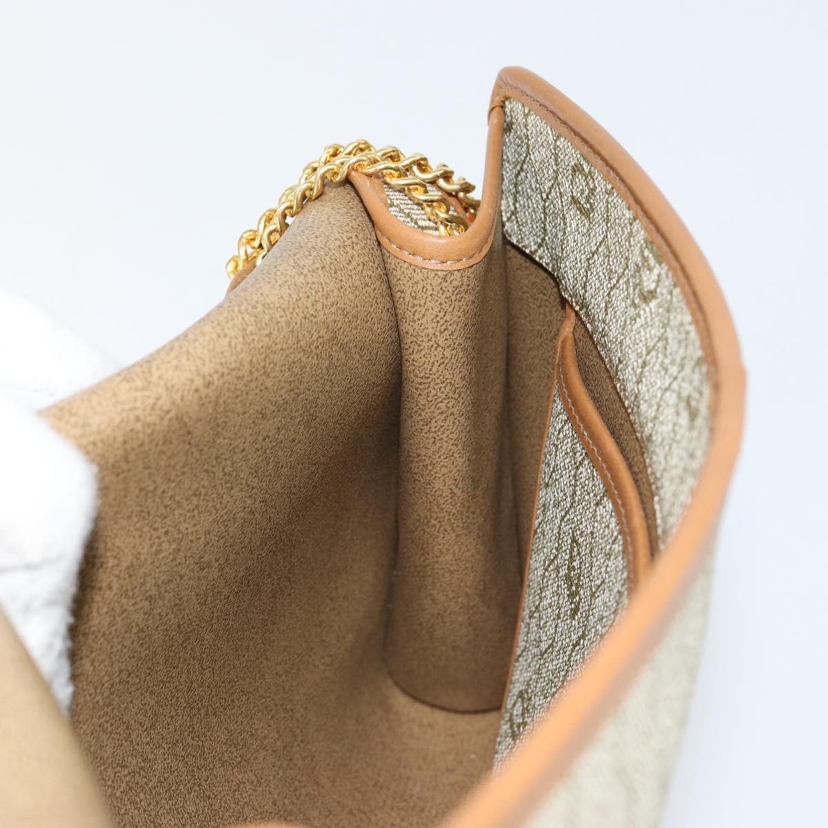 Christian Dior Honeycomb Canvas Chain Shoulder Bag PVC Beige Gold Auth 154467