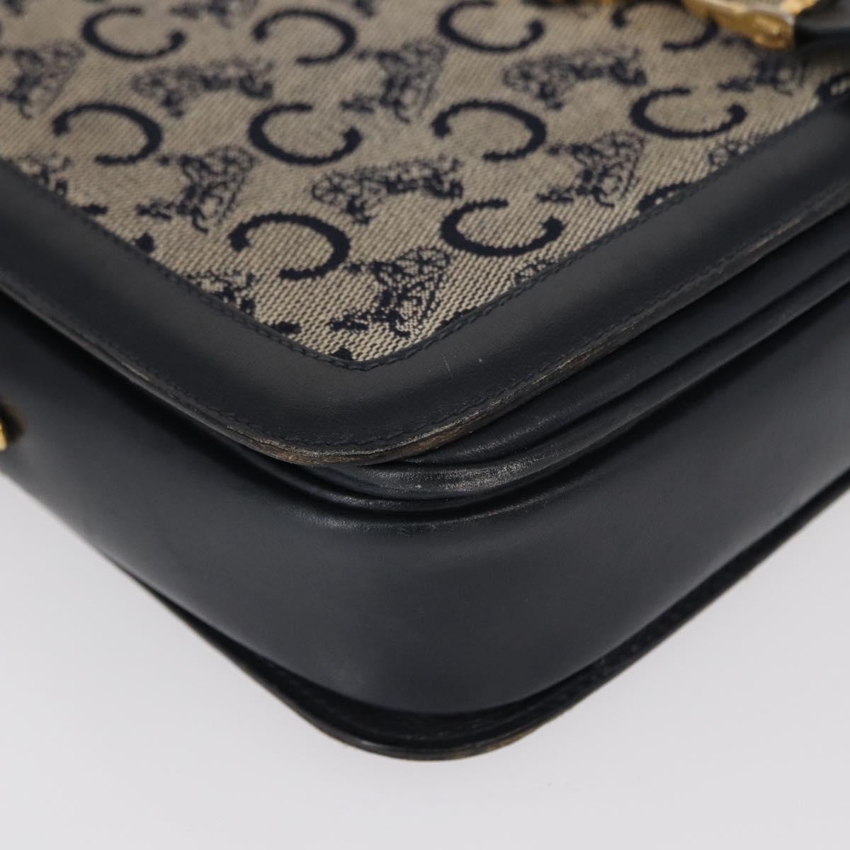 CELINE C Sulky Shoulder Bag Navy Gold Auth 154468