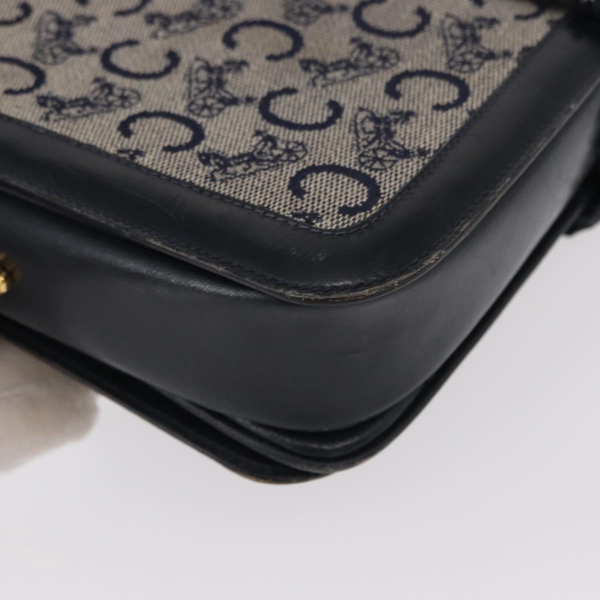 CELINE C Sulky Shoulder Bag Navy Gold Auth 154468