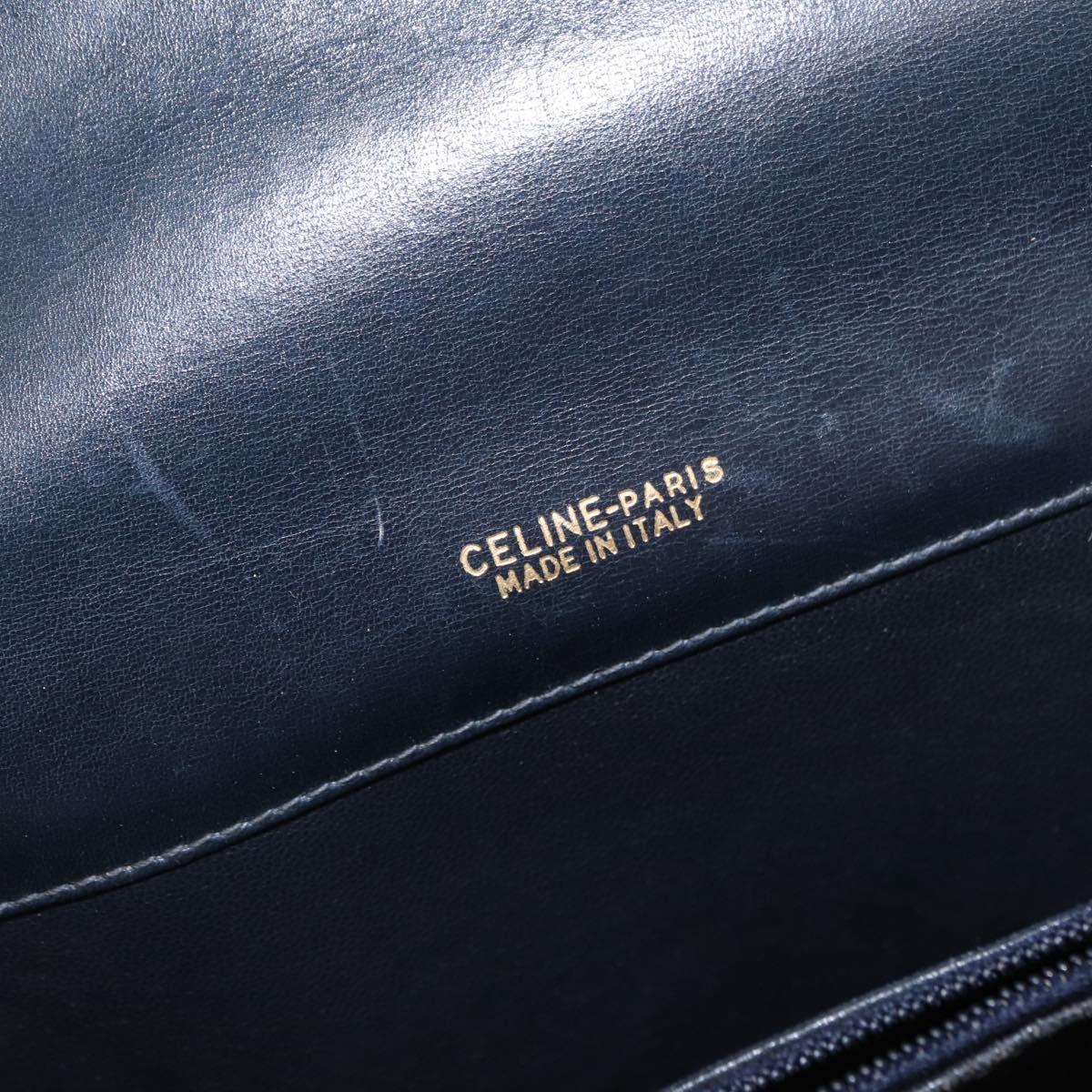 CELINE C Sulky Shoulder Bag Navy Gold Auth 154468