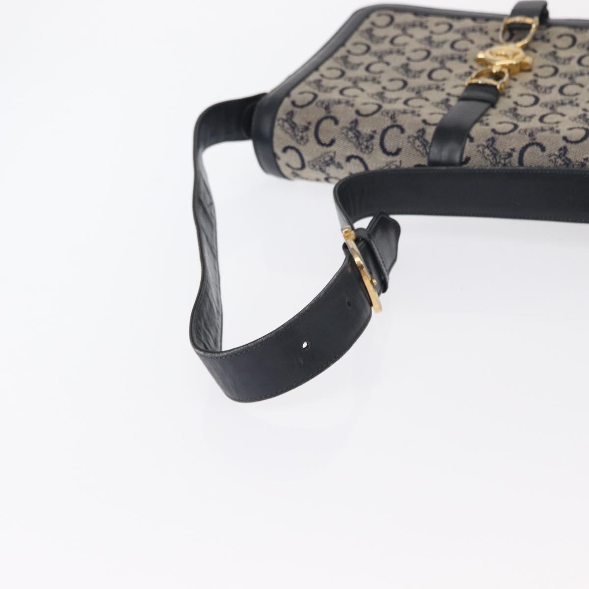 CELINE C Sulky Shoulder Bag Navy Gold Auth 154468