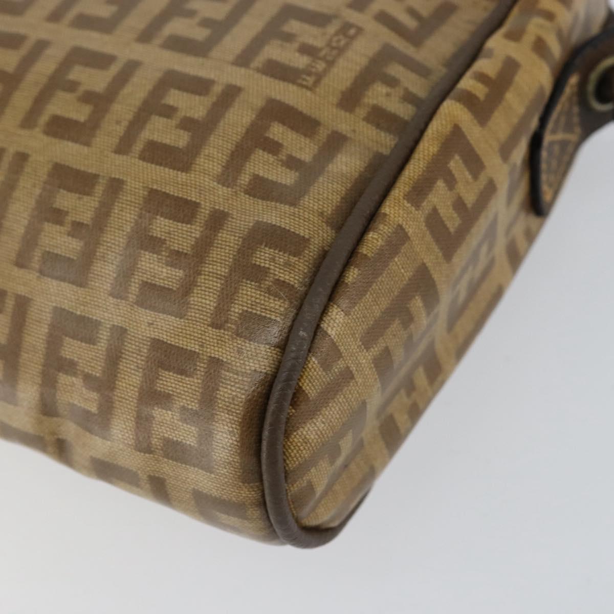 FENDI Zucchino Canvas Shoulder Bag PVC Beige Brown Auth 154469