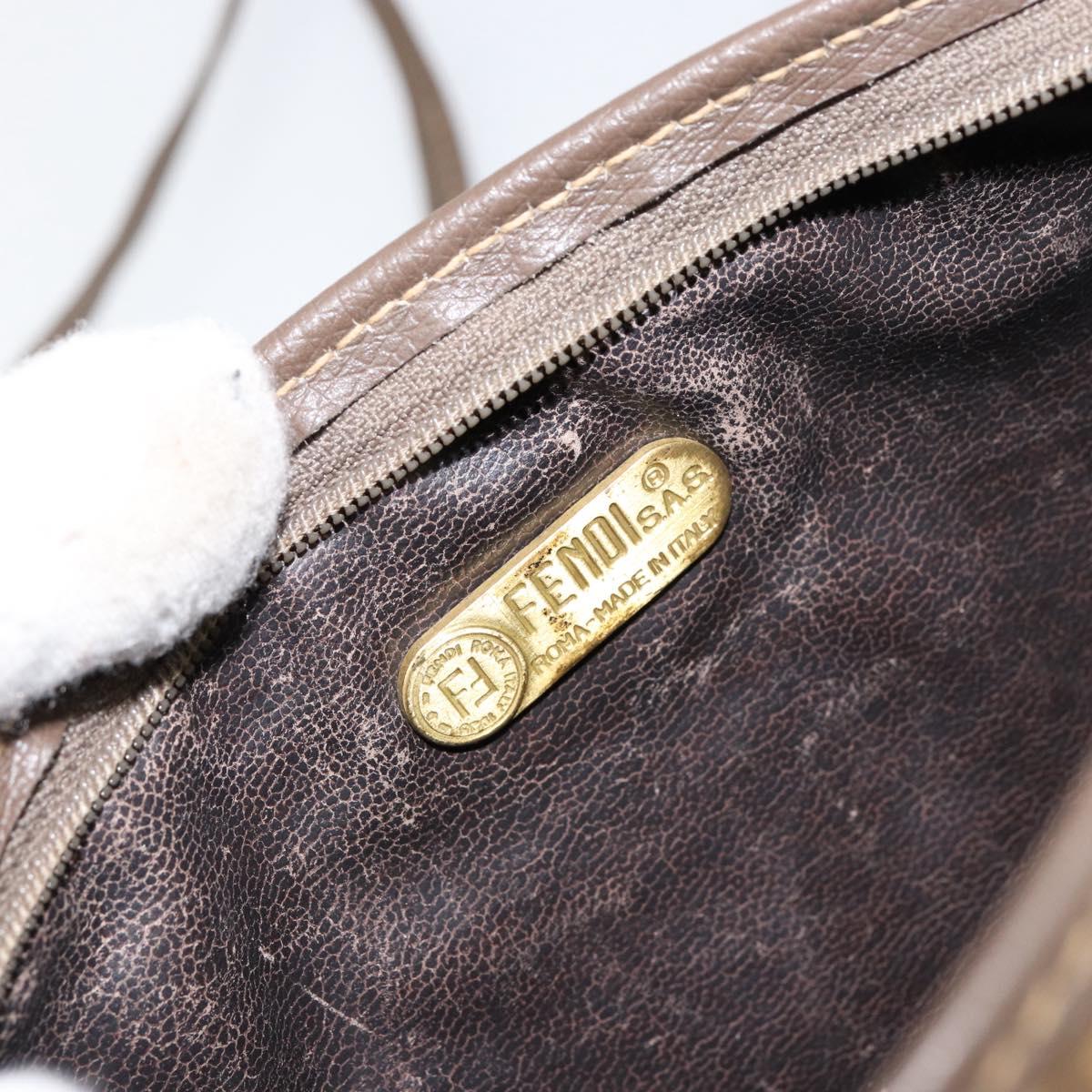 FENDI Zucchino Canvas Shoulder Bag PVC Beige Brown Auth 154469