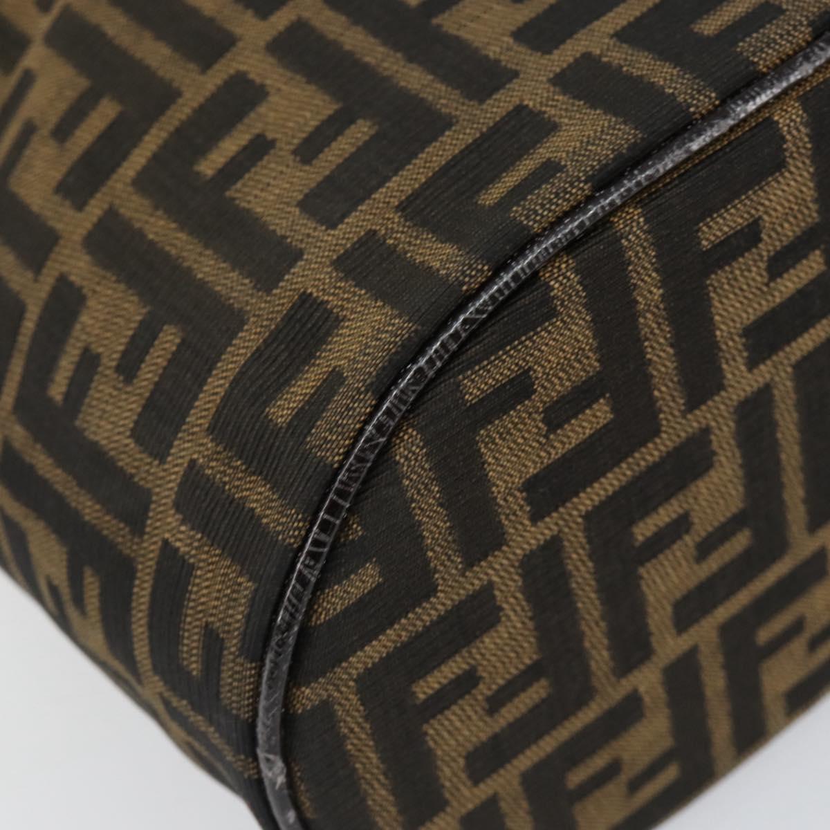 FENDI Zucca Canvas Vanity Hand Bag Black Brown Auth 154470