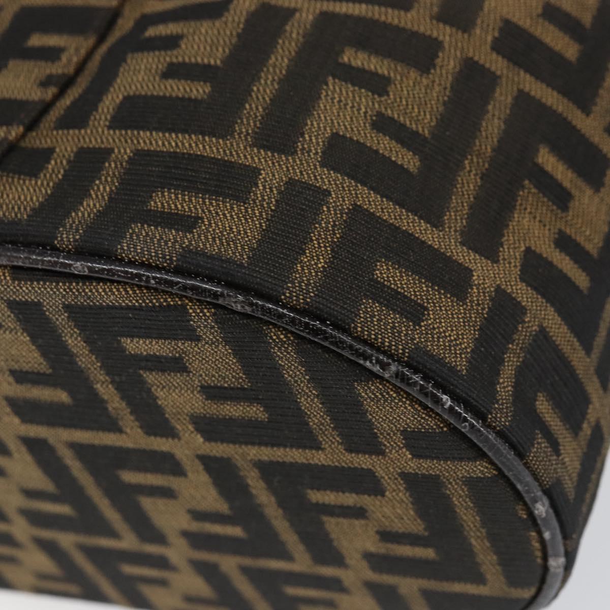 FENDI Zucca Canvas Vanity Hand Bag Black Brown Auth 154470