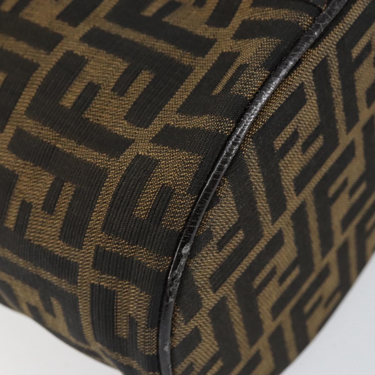 FENDI Zucca Canvas Vanity Hand Bag Black Brown Auth 154470