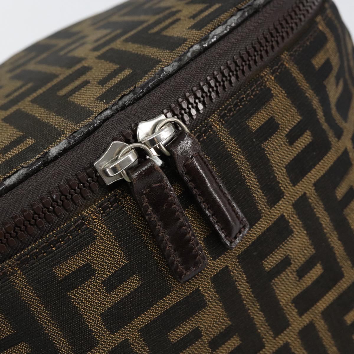 FENDI Zucca Canvas Vanity Hand Bag Black Brown Auth 154470