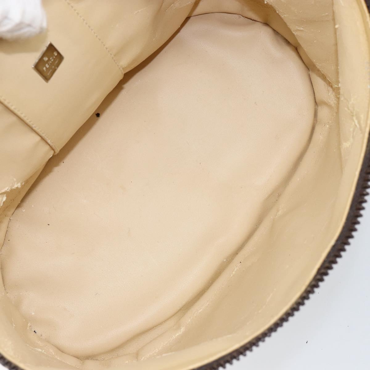 FENDI Zucca Canvas Vanity Hand Bag Black Brown Auth 154470