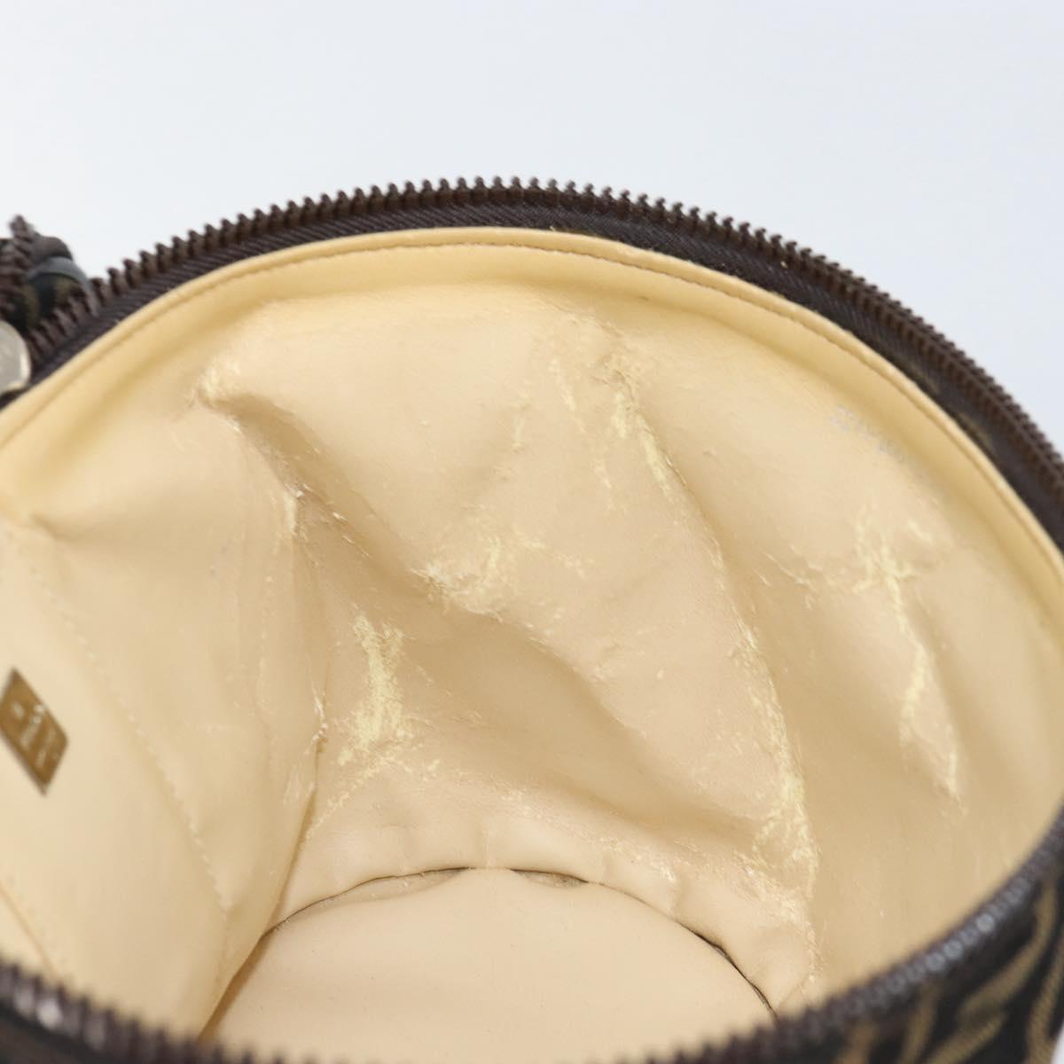 FENDI Zucca Canvas Vanity Hand Bag Black Brown Auth 154470