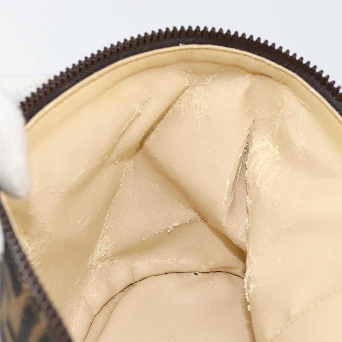 FENDI Zucca Canvas Vanity Hand Bag Black Brown Auth 154470