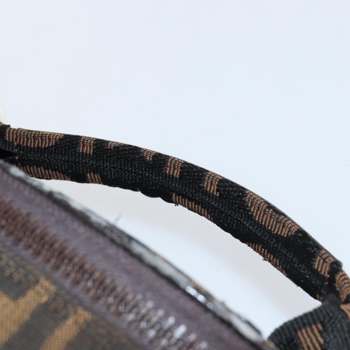 FENDI Zucca Canvas Vanity Hand Bag Black Brown Auth 154470