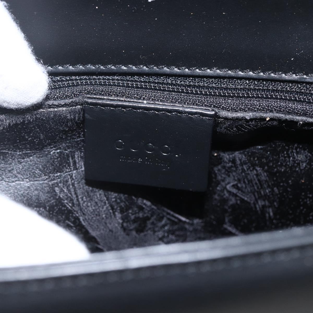 GUCCI Shoulder Bag Leather Black Silver 001 3064 Auth 154471