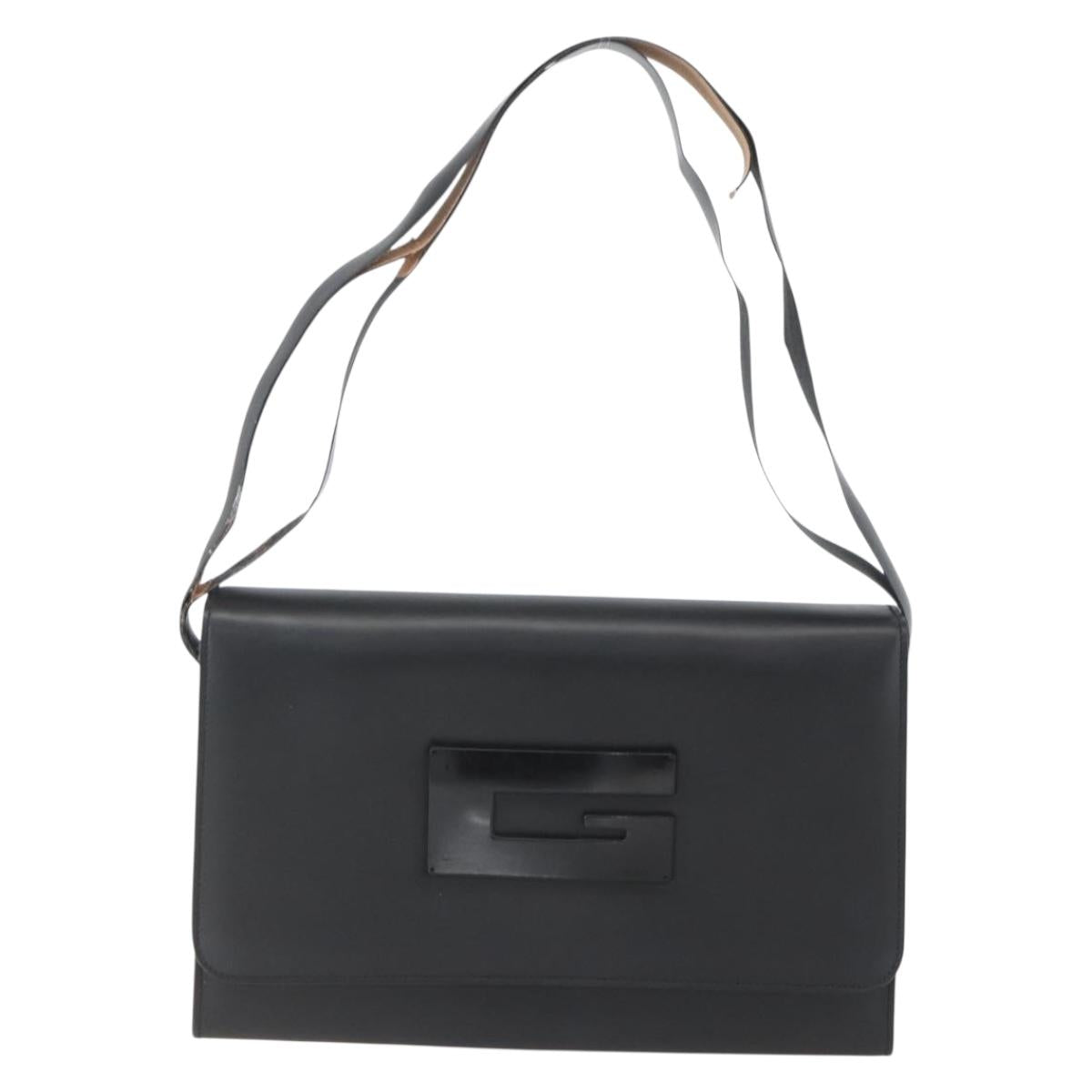 GUCCI Shoulder Bag Leather Black Silver 001 3064 Auth 154471