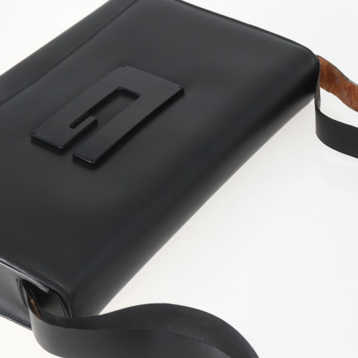 GUCCI Shoulder Bag Leather Black Silver 001 3064 Auth 154471