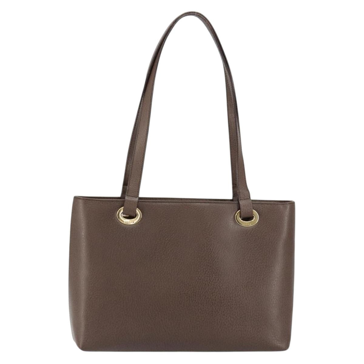 GUCCI Shoulder Bag Leather Brown Gold 002 2058 0480 0 Auth 154473