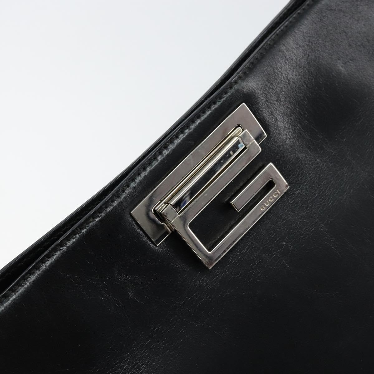 GUCCI Shoulder Bag Leather Black Silver 001 3038 Auth 154474
