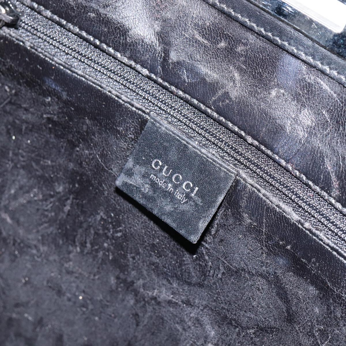 GUCCI Shoulder Bag Leather Black Silver 001 3038 Auth 154474