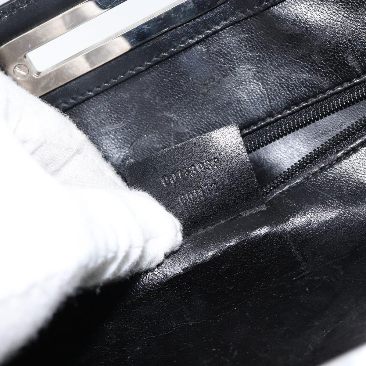 GUCCI Shoulder Bag Leather Black Silver 001 3038 Auth 154474