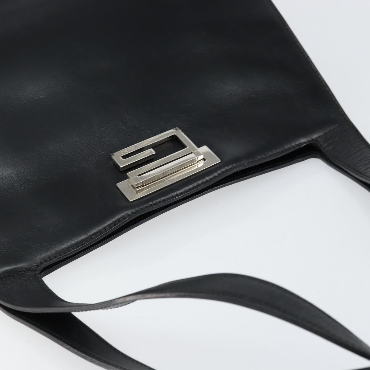 GUCCI Shoulder Bag Leather Black Silver 001 3038 Auth 154474