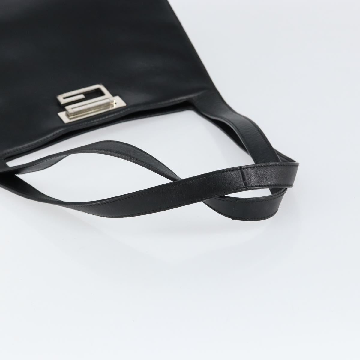 GUCCI Shoulder Bag Leather Black Silver 001 3038 Auth 154474