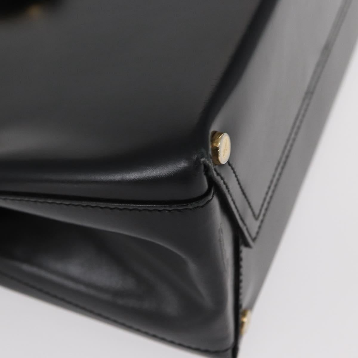 Salvatore Ferragamo Gancini Hand Bag Leather Black Gold Auth 154475