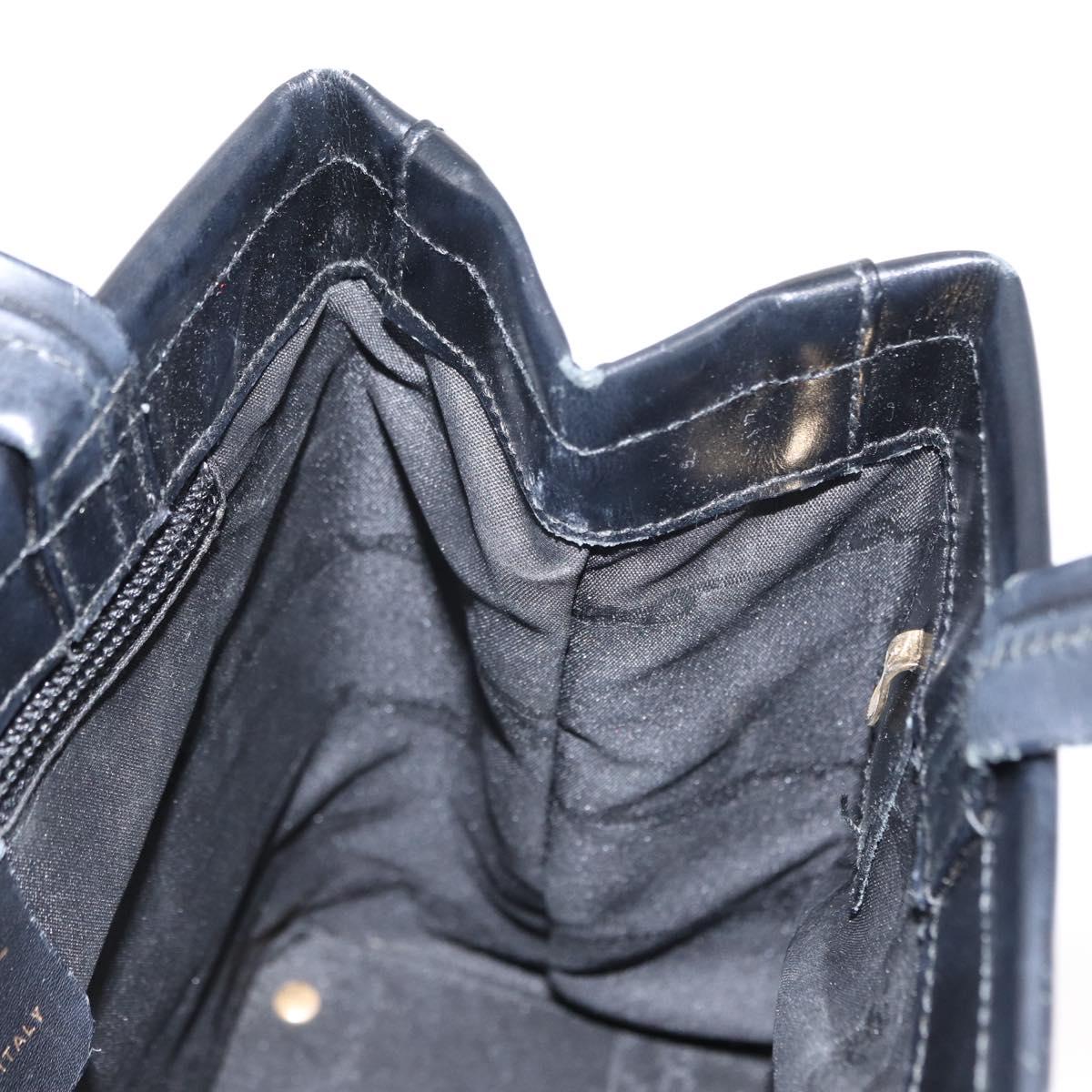 Salvatore Ferragamo Gancini Hand Bag Leather Black Gold Auth 154475