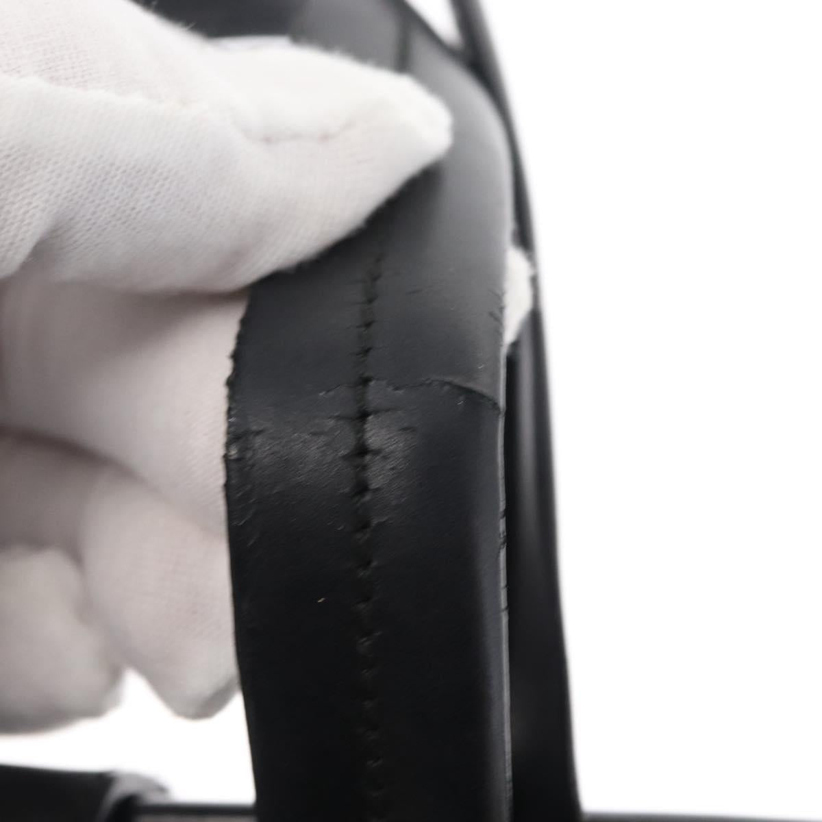 Salvatore Ferragamo Gancini Hand Bag Leather Black Gold Auth 154475