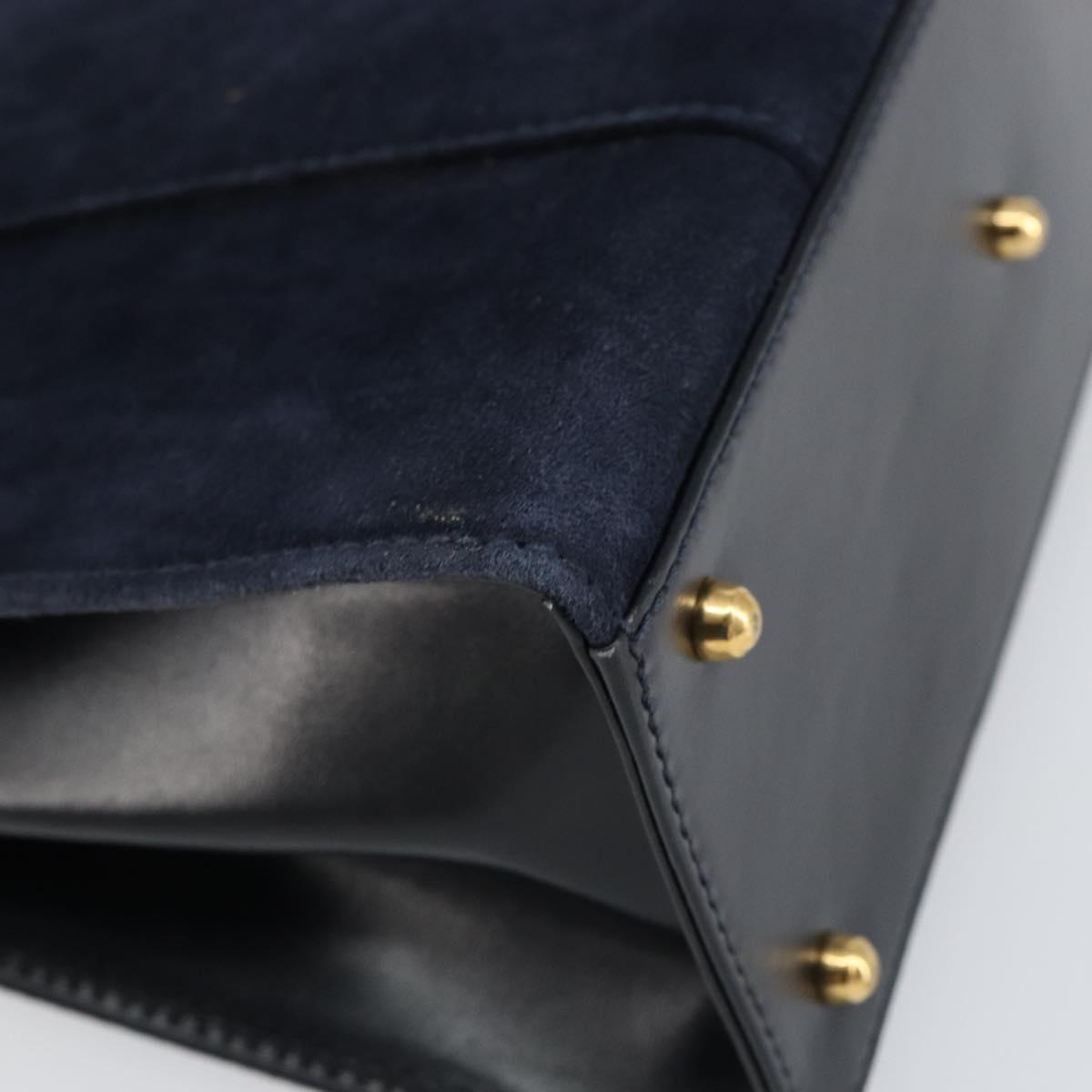 GUCCI Hand Bag Suede Navy Gold 000 2026 0306 Auth 154476