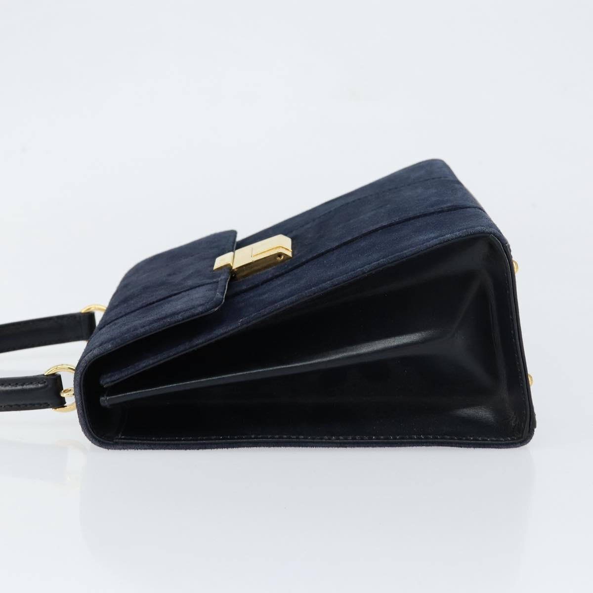 GUCCI Hand Bag Suede Navy Gold 000 2026 0306 Auth 154476