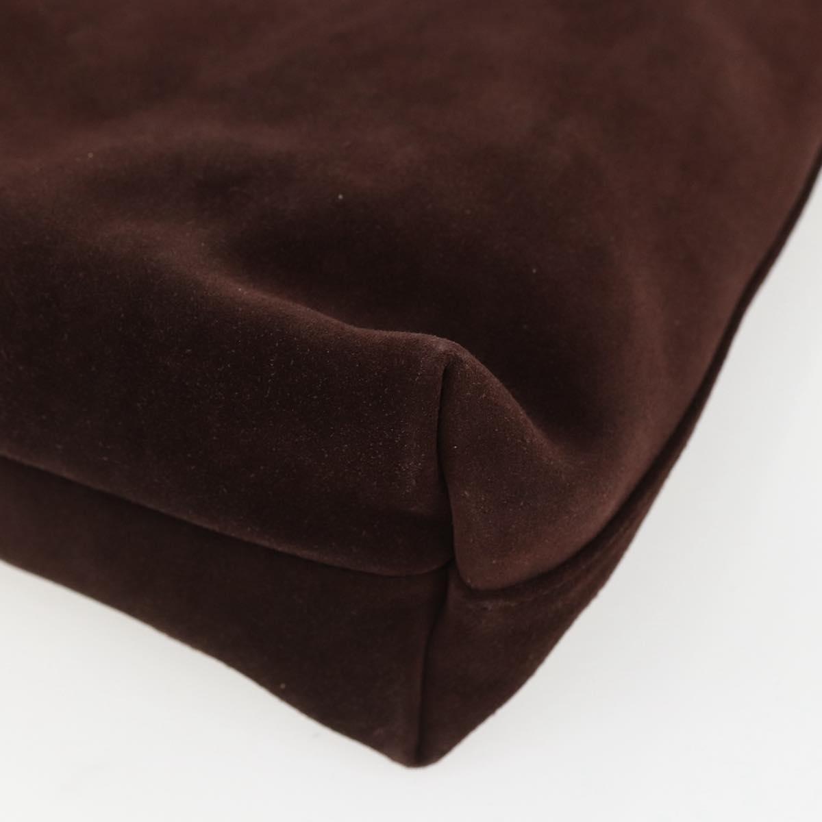 GUCCI Shoulder Bag Suede Brown Silver Auth 154501